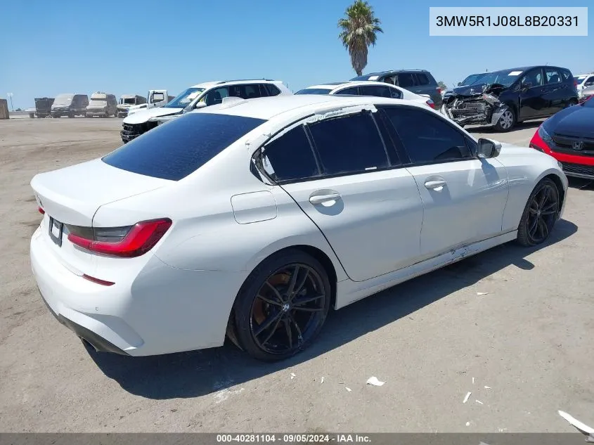 2020 BMW 3 Series 330I VIN: 3MW5R1J08L8B20331 Lot: 40281104