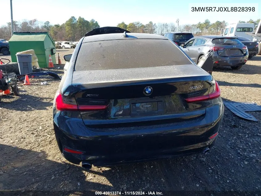 2020 BMW 330I xDrive VIN: 3MW5R7J0XL8B28398 Lot: 40813374