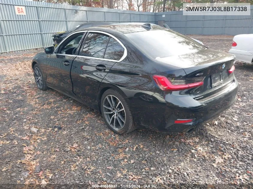 2020 BMW 330I xDrive VIN: 3MW5R7J03L8B17338 Lot: 40859837