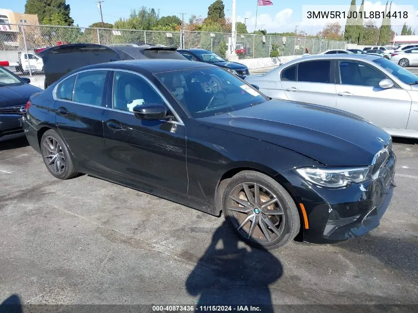 2020 BMW 330I VIN: 3MW5R1J01L8B14418 Lot: 40873436