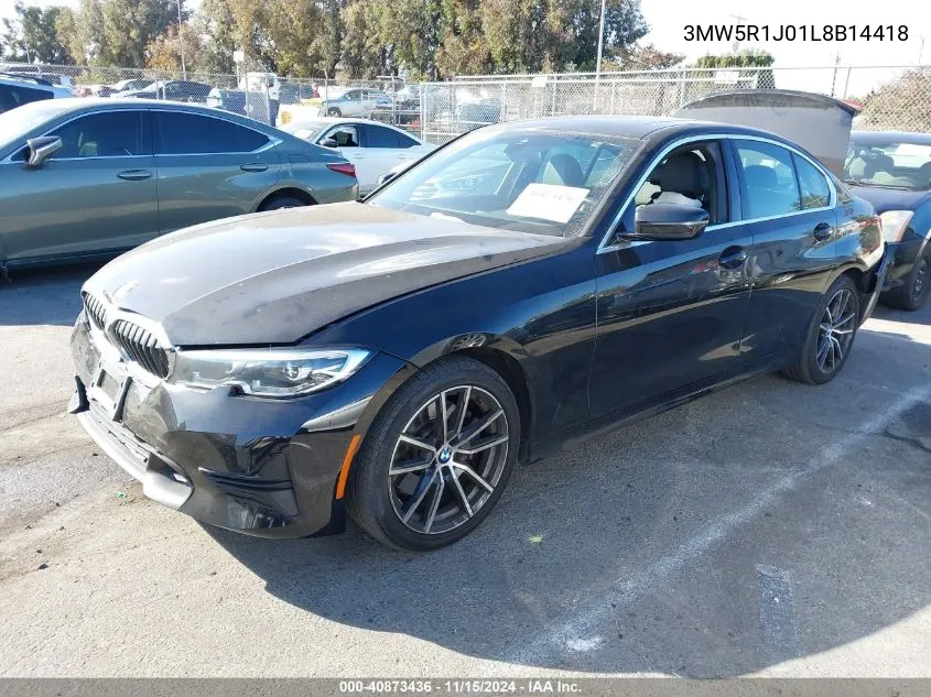 2020 BMW 330I VIN: 3MW5R1J01L8B14418 Lot: 40873436