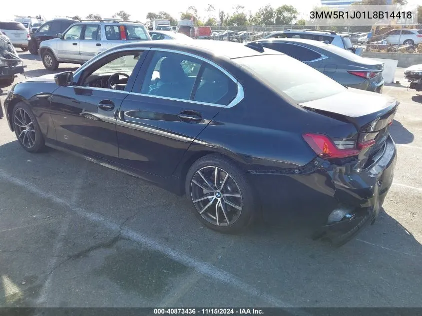 2020 BMW 330I VIN: 3MW5R1J01L8B14418 Lot: 40873436