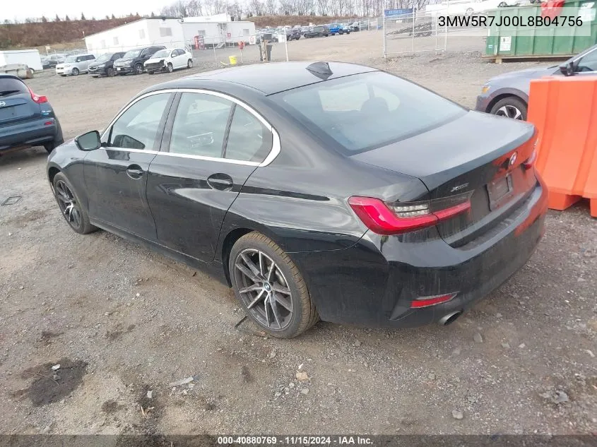 2020 BMW 330I xDrive VIN: 3MW5R7J00L8B04756 Lot: 40880769