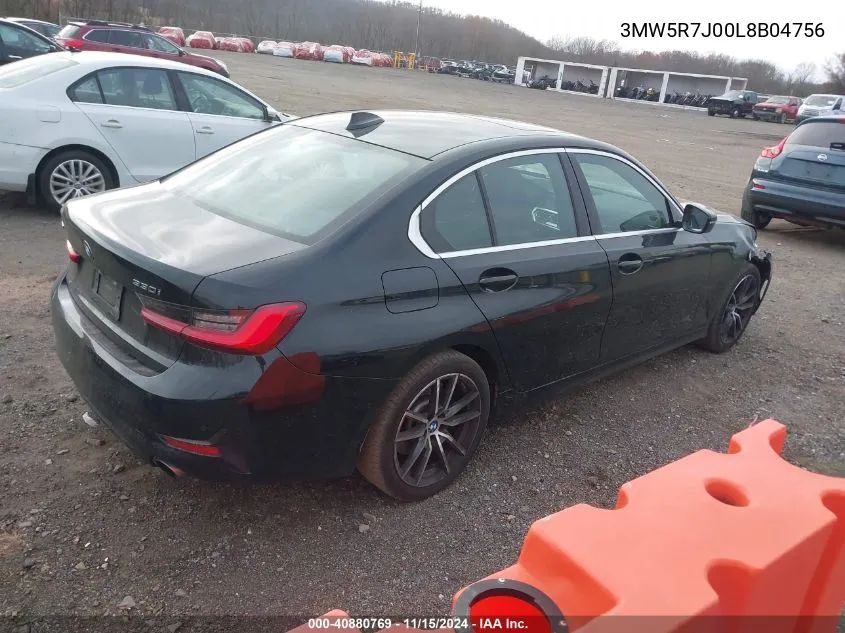 2020 BMW 330I xDrive VIN: 3MW5R7J00L8B04756 Lot: 40880769