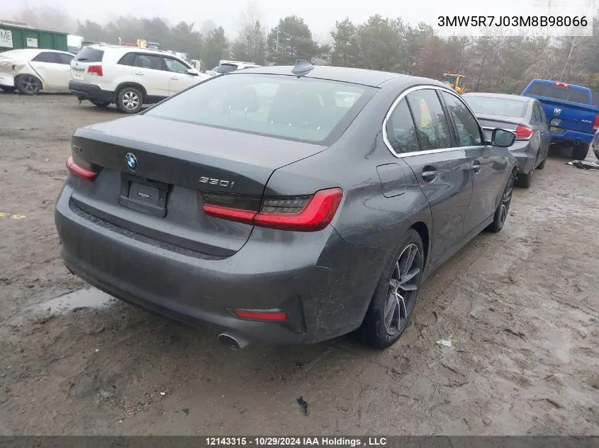 2021 BMW 3 Series VIN: 3MW5R7J03M8B98066 Lot: 12143315