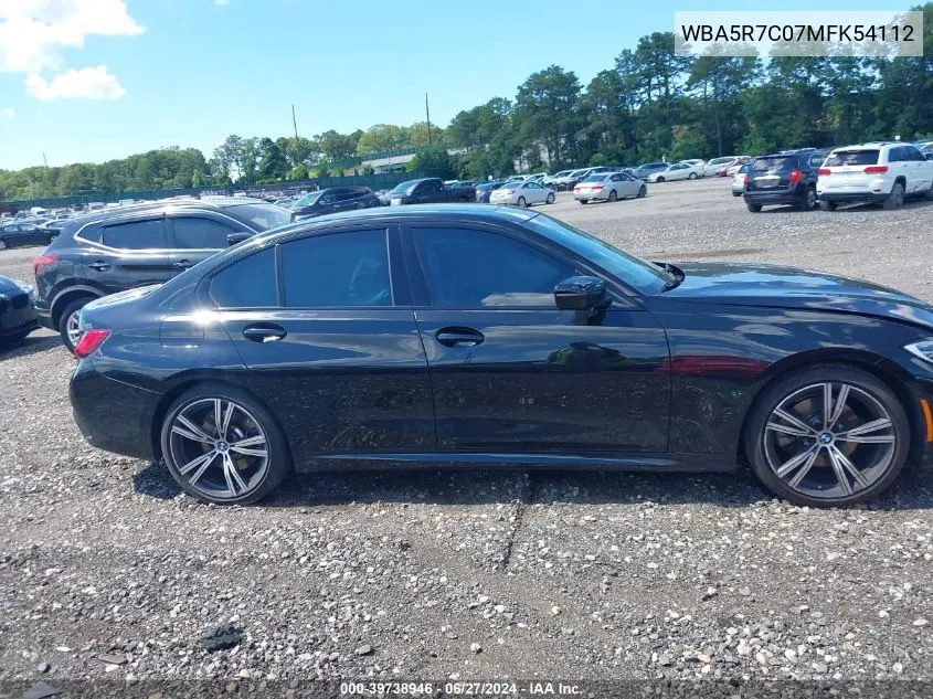 2021 BMW 330I xDrive VIN: WBA5R7C07MFK54112 Lot: 39738946