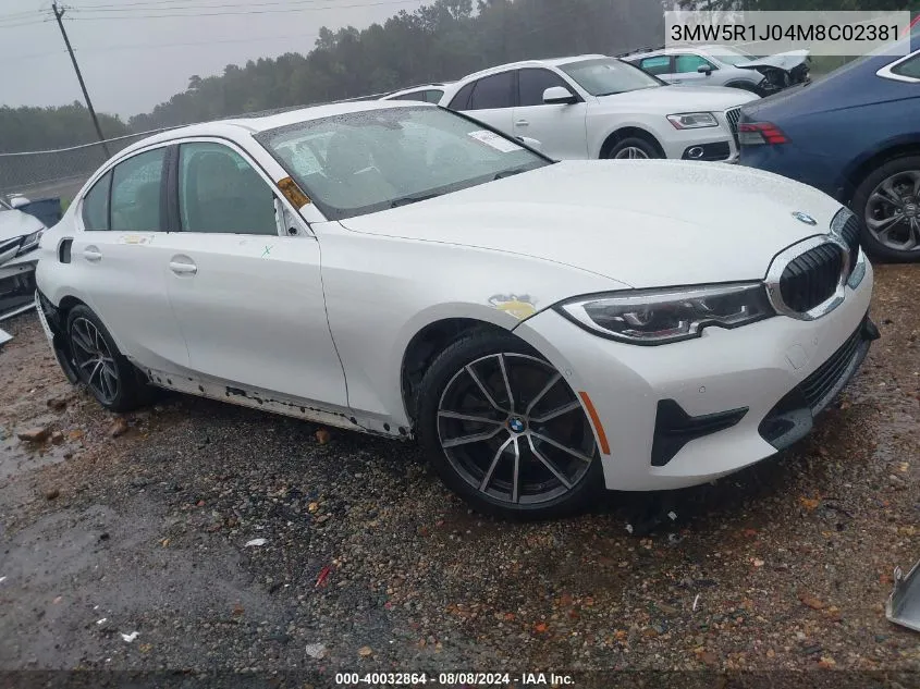 2021 BMW 330I VIN: 3MW5R1J04M8C02381 Lot: 40032864