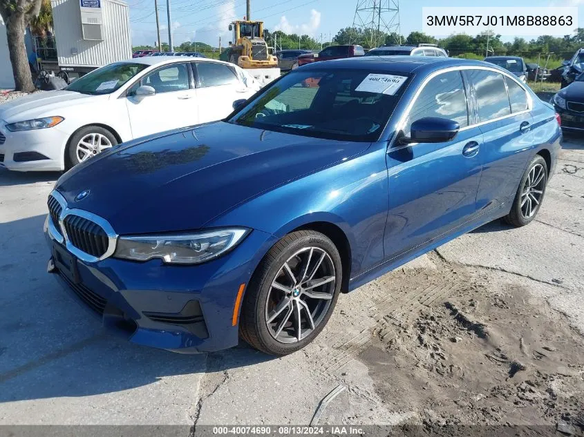 2021 BMW 330I xDrive VIN: 3MW5R7J01M8B88863 Lot: 40074690