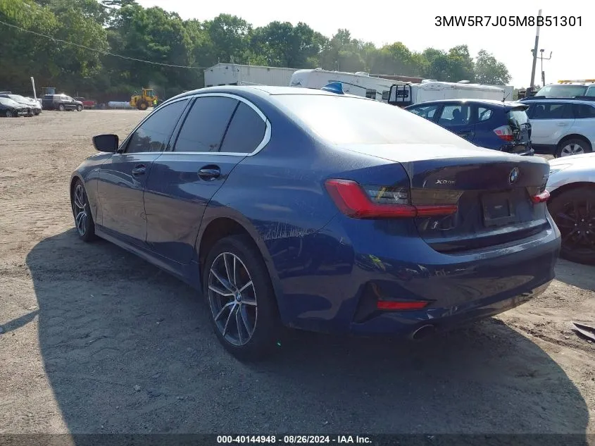 2021 BMW 330I xDrive VIN: 3MW5R7J05M8B51301 Lot: 40144948