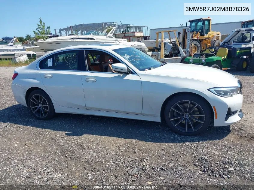 2021 BMW 330I xDrive VIN: 3MW5R7J02M8B78326 Lot: 40165711