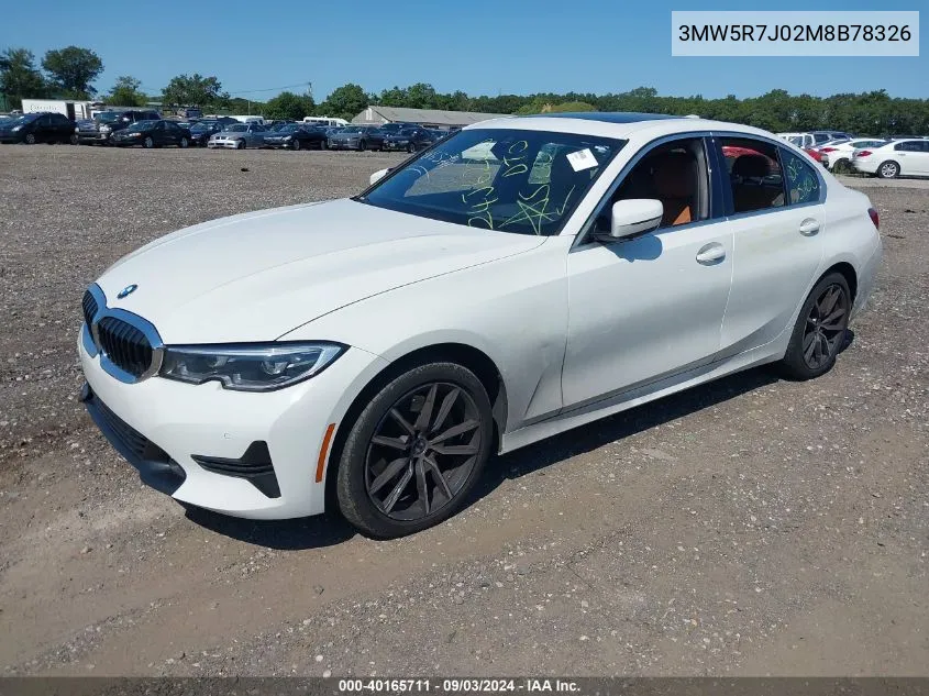 2021 BMW 330I xDrive VIN: 3MW5R7J02M8B78326 Lot: 40165711