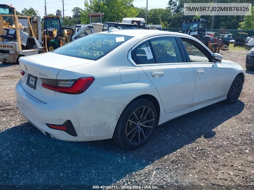 2021 BMW 330I xDrive VIN: 3MW5R7J02M8B78326 Lot: 40165711