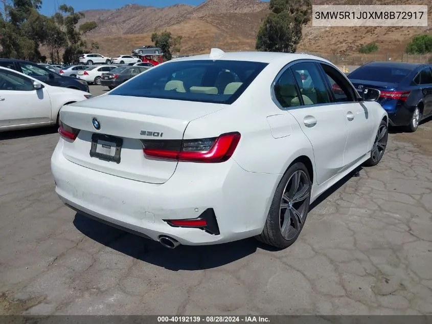 2021 BMW 330I VIN: 3MW5R1J0XM8B72917 Lot: 40192139