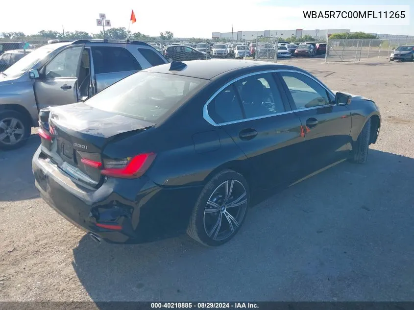 2021 BMW 330I xDrive VIN: WBA5R7C00MFL11265 Lot: 40218885