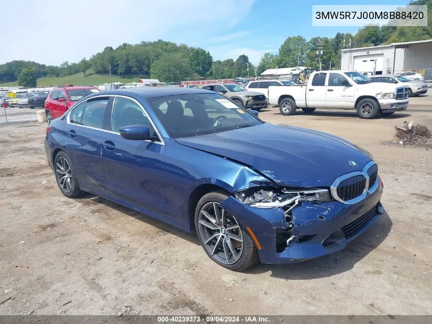 2021 BMW 330Xi VIN: 3MW5R7J00M8B88420 Lot: 40239373