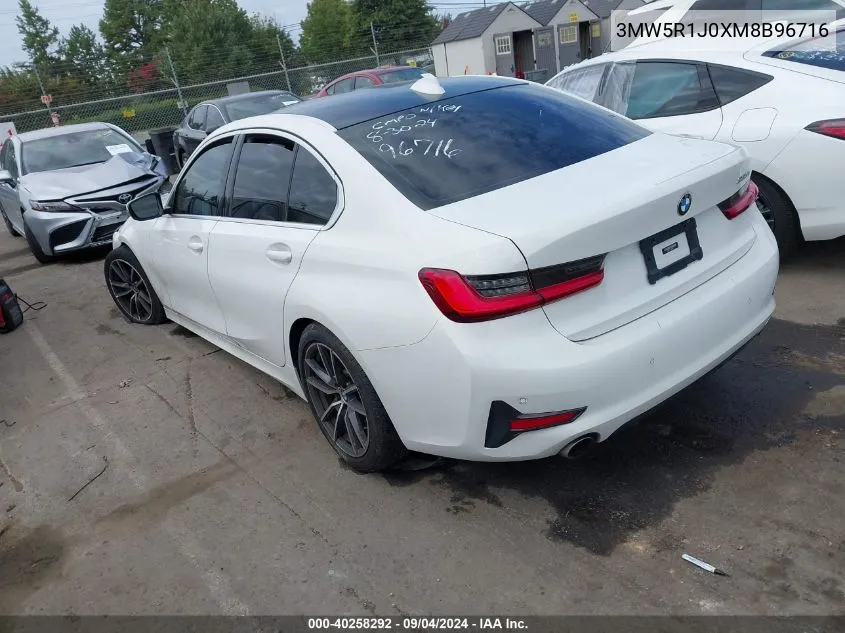 2021 BMW 330I VIN: 3MW5R1J0XM8B96716 Lot: 40258292