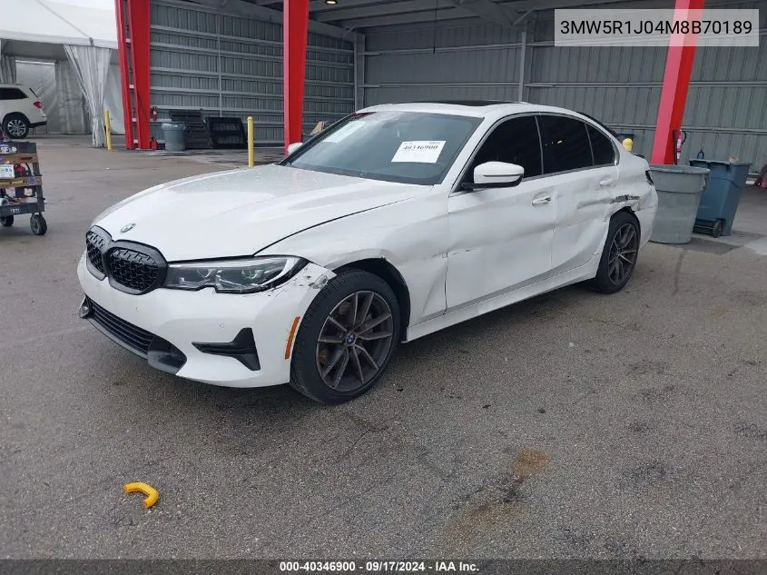 2021 BMW 330I VIN: 3MW5R1J04M8B70189 Lot: 40346900