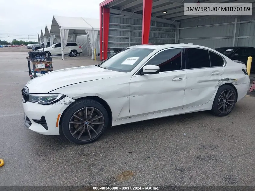 2021 BMW 330I VIN: 3MW5R1J04M8B70189 Lot: 40346900