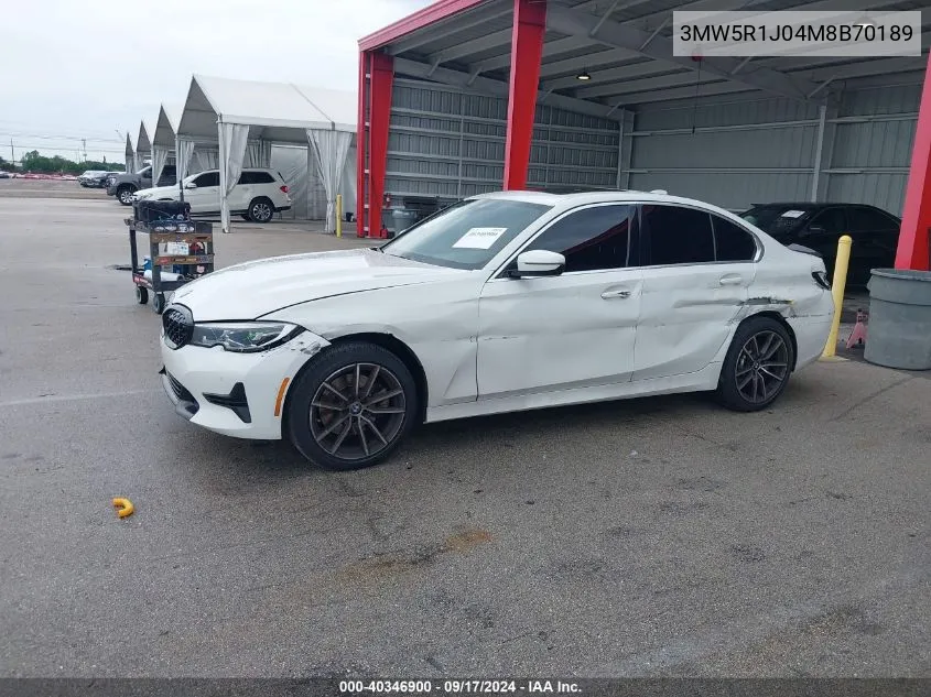 2021 BMW 330I VIN: 3MW5R1J04M8B70189 Lot: 40346900