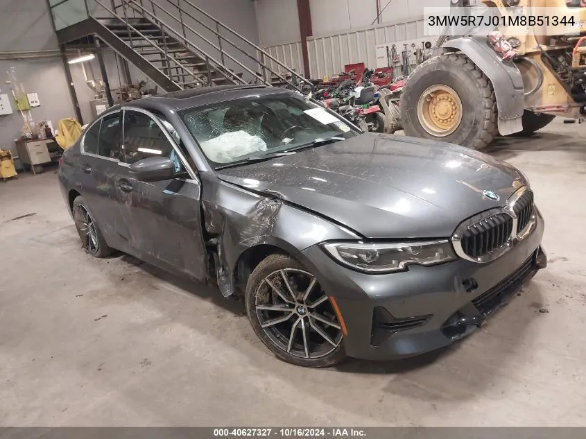 2021 BMW 330I xDrive VIN: 3MW5R7J01M8B51344 Lot: 40627327