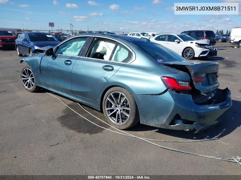 2021 BMW 330I VIN: 3MW5R1J0XM8B71511 Lot: 40707940