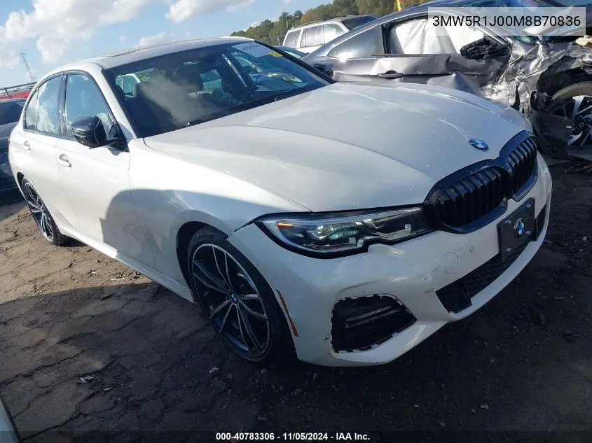 2021 BMW 330I VIN: 3MW5R1J00M8B70836 Lot: 40783306