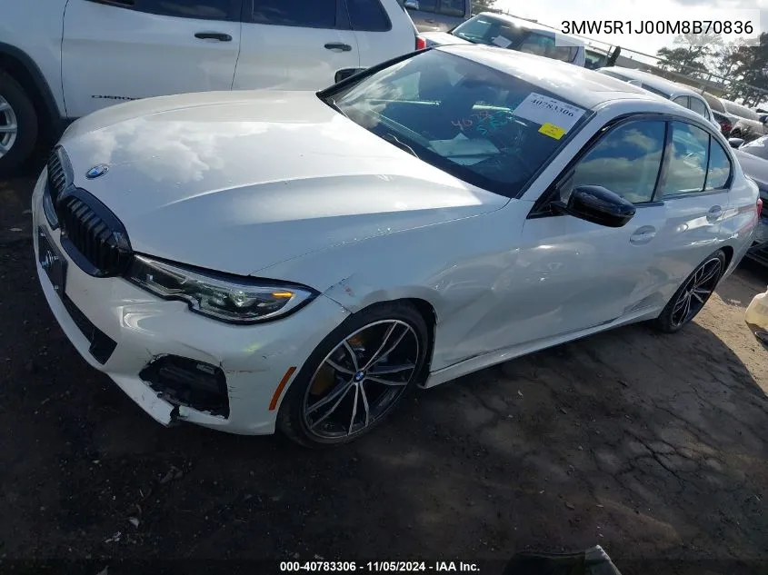 2021 BMW 330I VIN: 3MW5R1J00M8B70836 Lot: 40783306