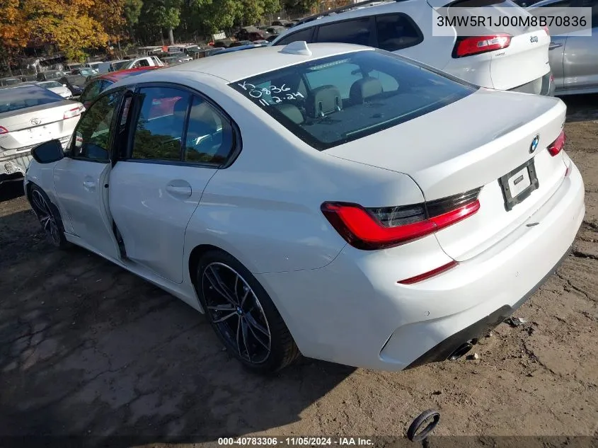 2021 BMW 330I VIN: 3MW5R1J00M8B70836 Lot: 40783306