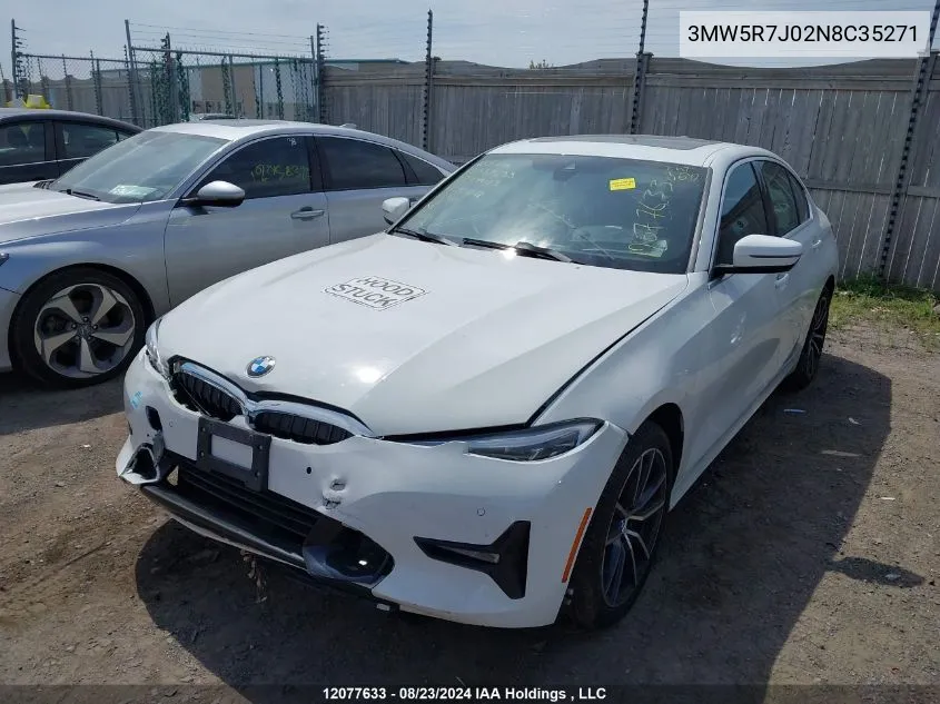 2022 BMW 3 Series VIN: 3MW5R7J02N8C35271 Lot: 12077633