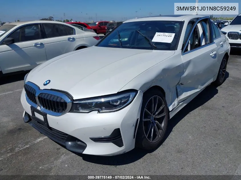 2022 BMW 330I VIN: 3MW5R1J01N8C59249 Lot: 39775149