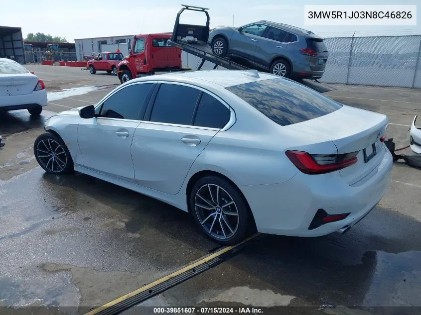 2022 BMW 330I VIN: 3MW5R1J03N8C46826 Lot: 39851607