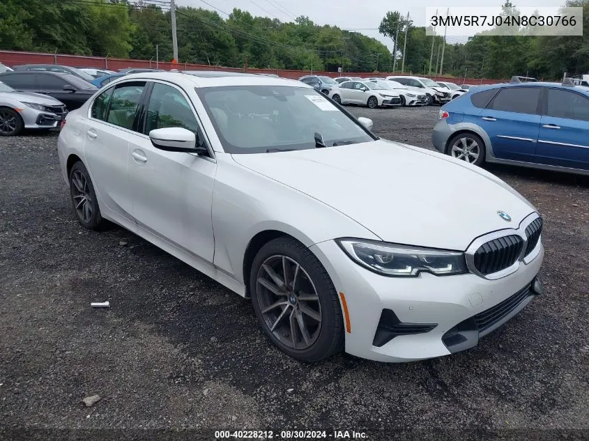 2022 BMW 330I xDrive VIN: 3MW5R7J04N8C30766 Lot: 40228212