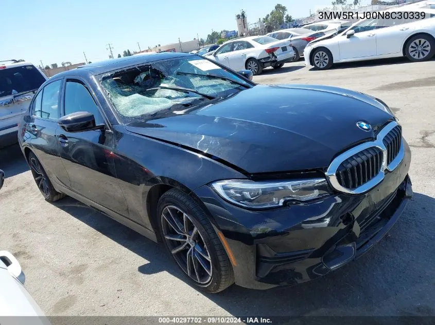 2022 BMW 330I VIN: 3MW5R1J00N8C30339 Lot: 40297702