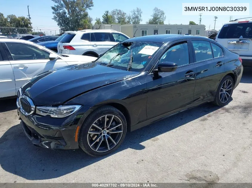 2022 BMW 330I VIN: 3MW5R1J00N8C30339 Lot: 40297702