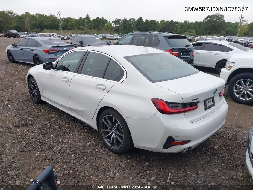 2022 BMW 330I xDrive VIN: 3MW5R7J0XN8C78367 Lot: 40316974