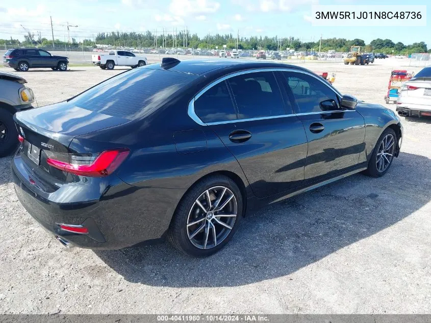 2022 BMW 330I VIN: 3MW5R1J01N8C48736 Lot: 40411980