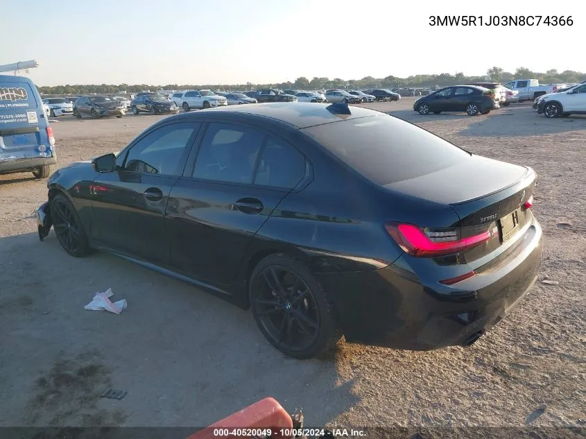 2022 BMW 330I VIN: 3MW5R1J03N8C74366 Lot: 40520049