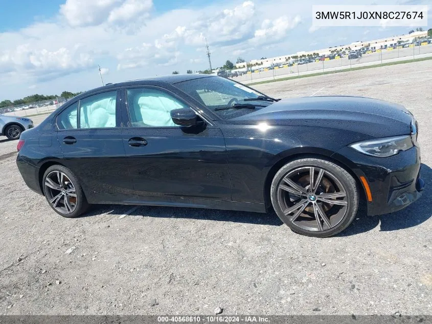 2022 BMW 330I VIN: 3MW5R1J0XN8C27674 Lot: 40568610