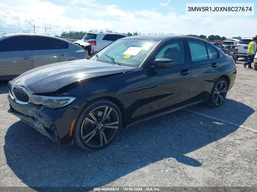 2022 BMW 330I VIN: 3MW5R1J0XN8C27674 Lot: 40568610