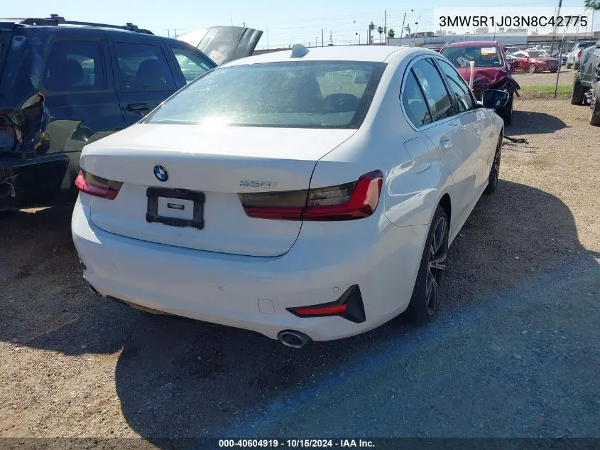 2022 BMW 330I VIN: 3MW5R1J03N8C42775 Lot: 40604919