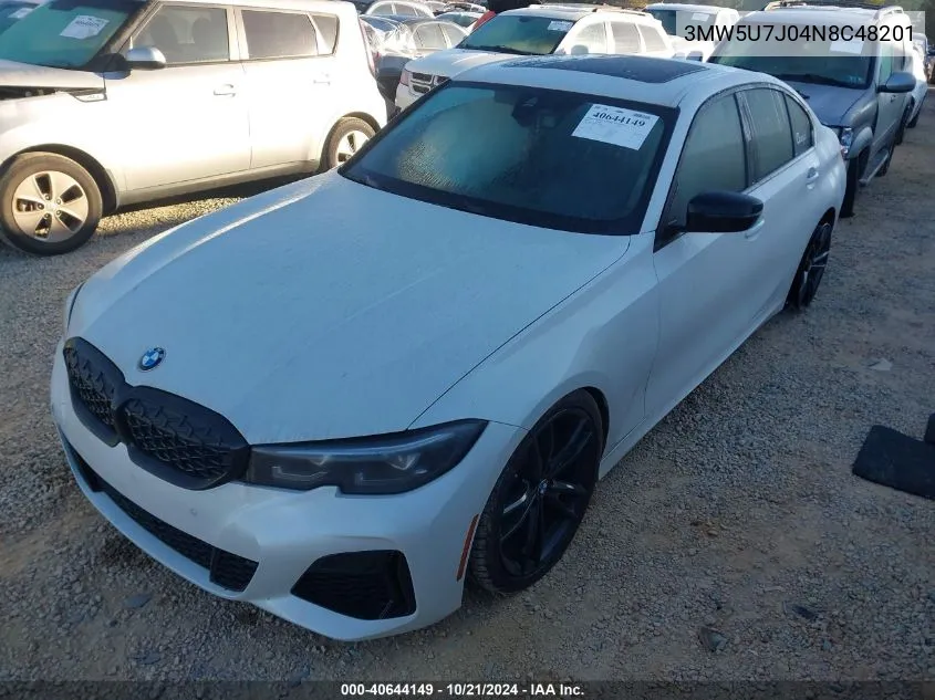 2022 BMW M340I VIN: 3MW5U7J04N8C48201 Lot: 40644149