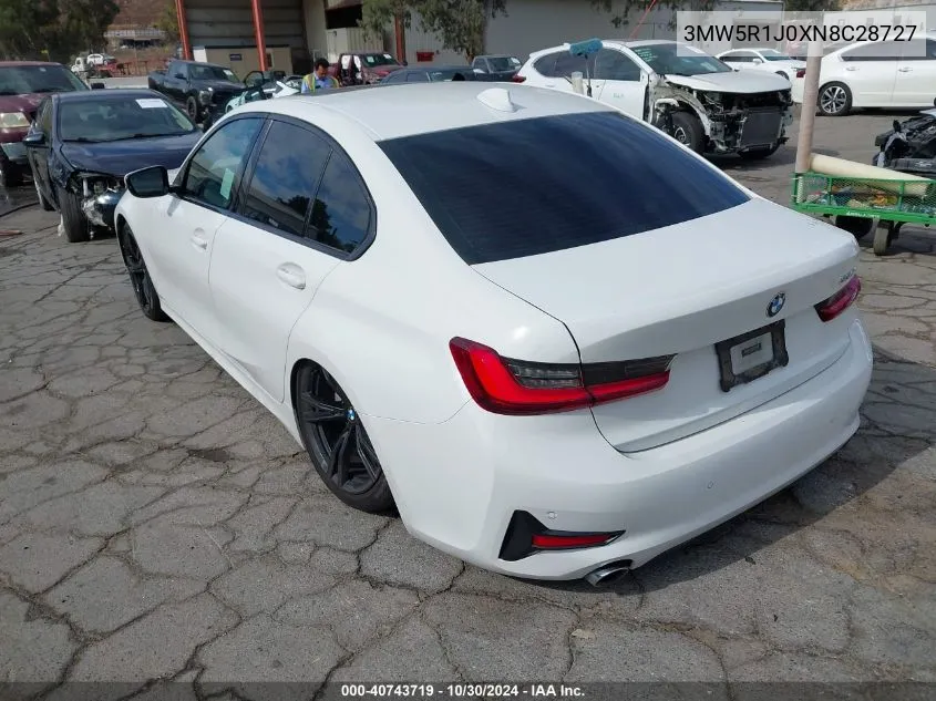 2022 BMW 330I VIN: 3MW5R1J0XN8C28727 Lot: 40743719