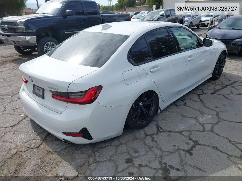 2022 BMW 330I VIN: 3MW5R1J0XN8C28727 Lot: 40743719