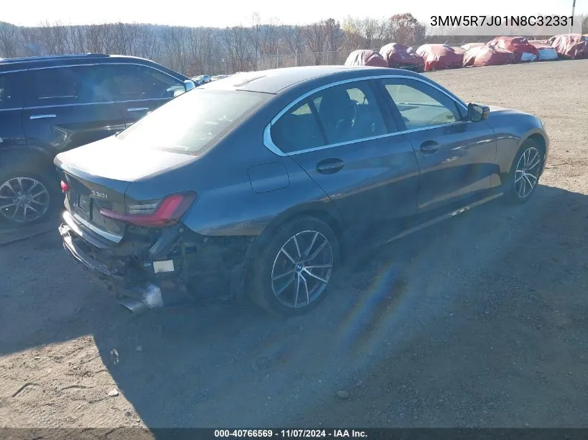 2022 BMW 330I xDrive VIN: 3MW5R7J01N8C32331 Lot: 40766569