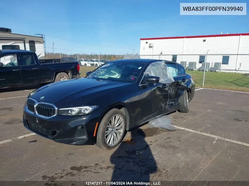 2023 BMW 3 Series VIN: WBA83FF00PFN39940 Lot: 12147217