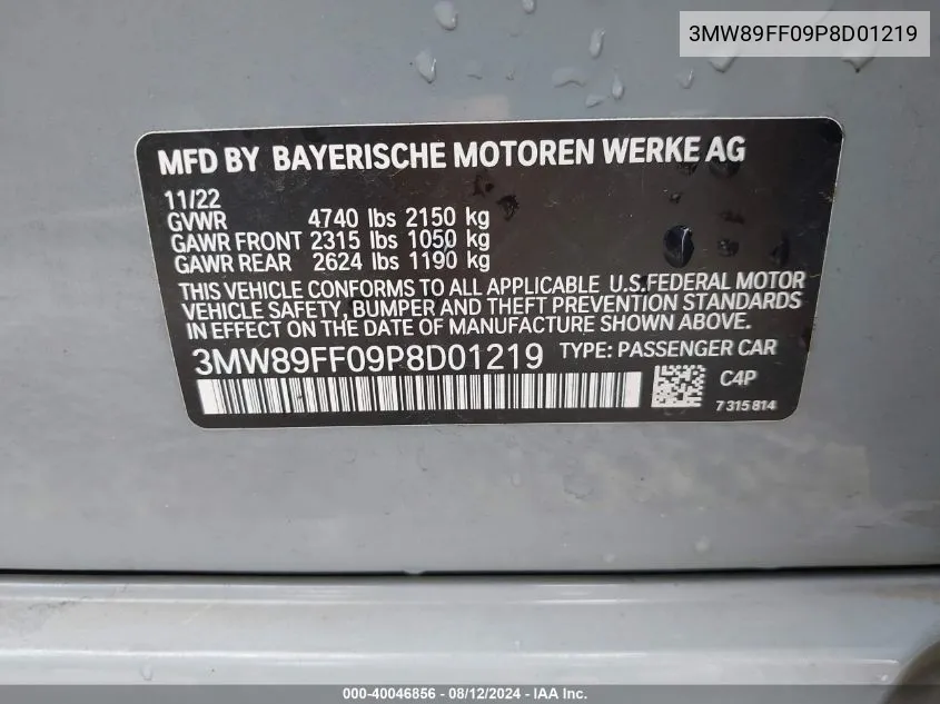 3MW89FF09P8D01219 2023 BMW 330I xDrive