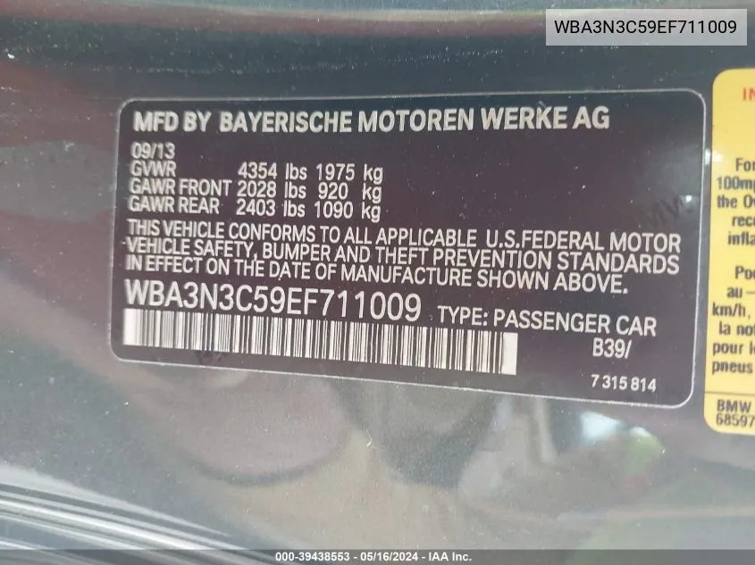 WBA3N3C59EF711009 2014 BMW 428I