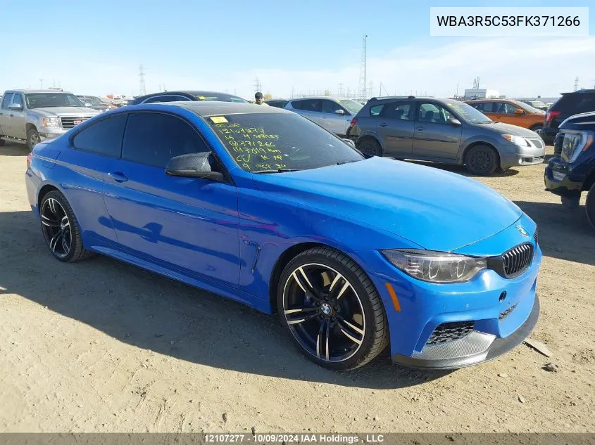 2015 BMW 4 Series VIN: WBA3R5C53FK371266 Lot: 12107277