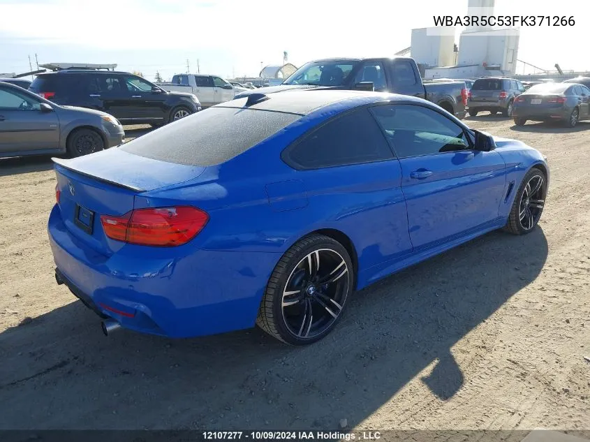 2015 BMW 4 Series VIN: WBA3R5C53FK371266 Lot: 12107277