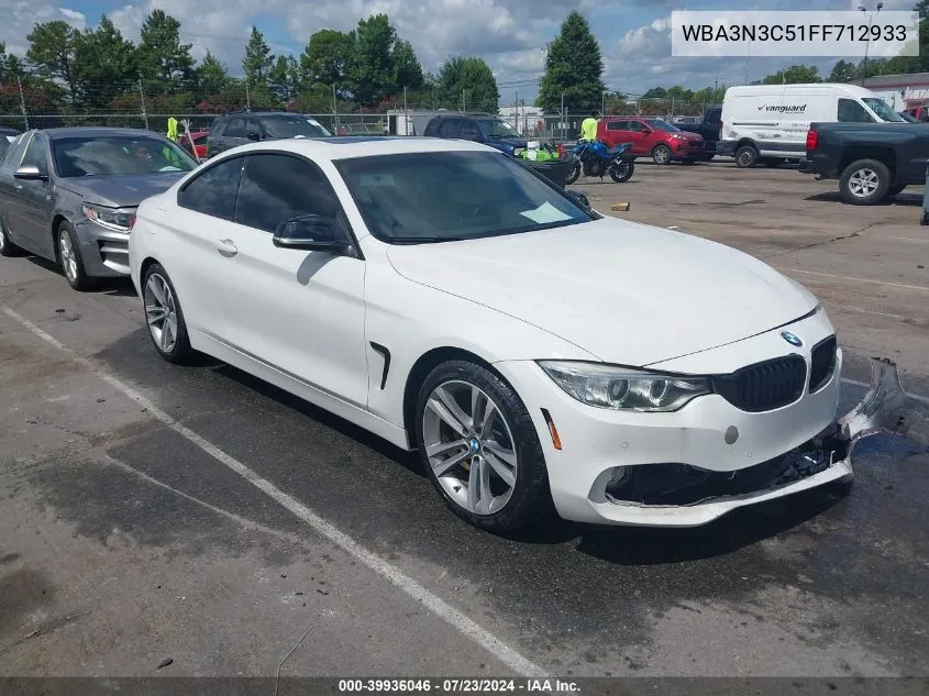 2015 BMW 428I VIN: WBA3N3C51FF712933 Lot: 39936046